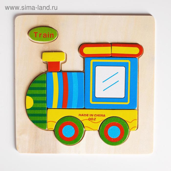 Пазл - вкладыш на деревянном основании "Паровоз", 9 элементов - Фото 1