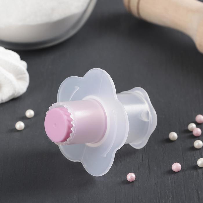 Шприц-пресс для заполнения начинкой и удаления сердцевины кексов Доляна, 6.5×4.5×3 см, прозрачный, розовый - Фото 1