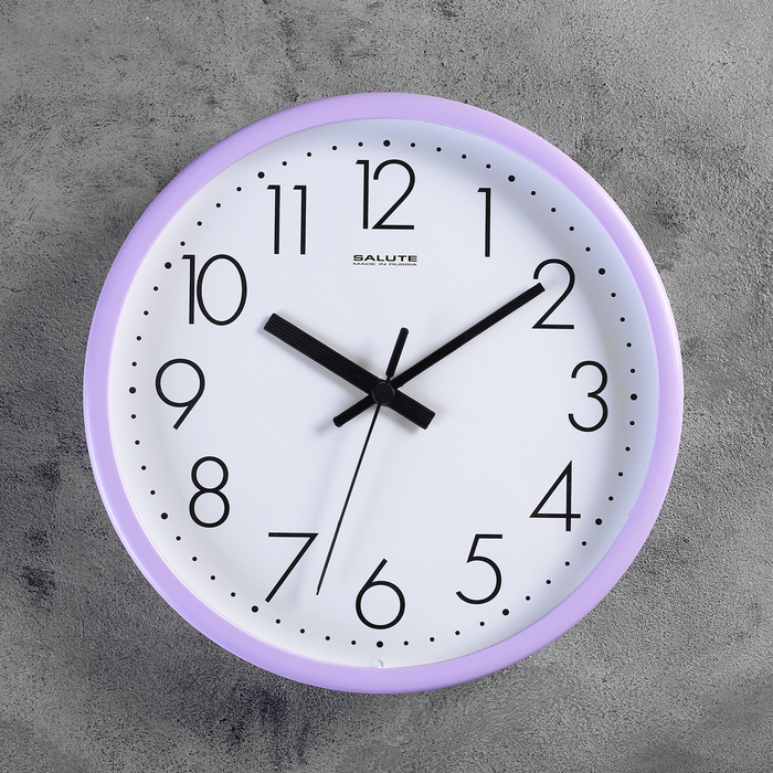 Часы настенные круглые "Бюрократ", d=29 см, циферблат белый, рама сиреневая - Фото 1