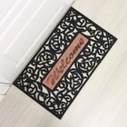 Коврик придверный Доляна Welcome, вензель, узорный, 45×75 см, чёрный - Фото 5