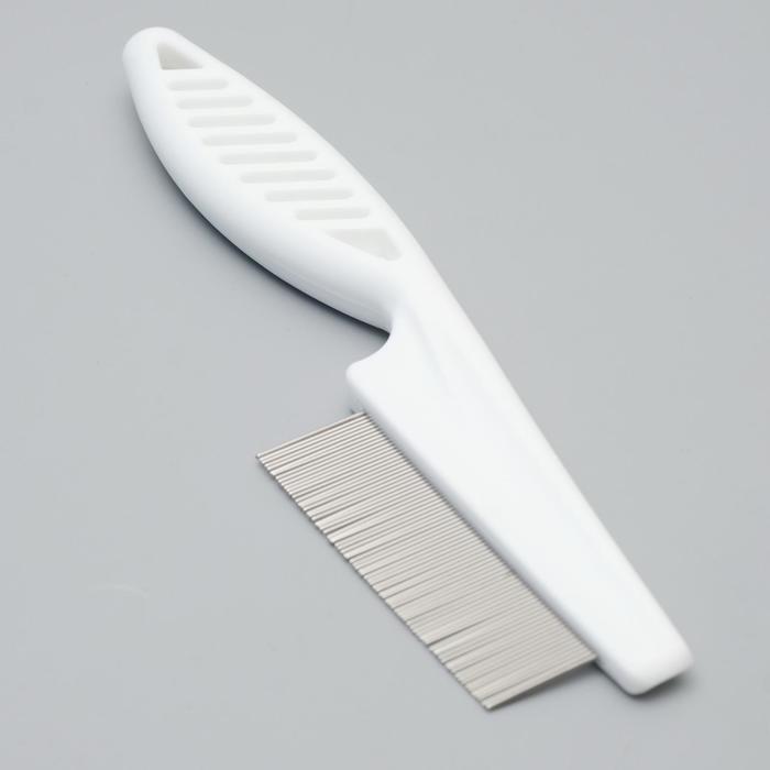 Расчёска с частыми зубьями, 18 см, пластиковая ручка, белая - Фото 1