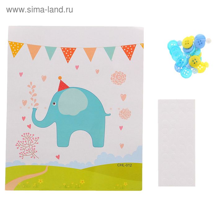 Аппликация пуговицами "Слоник" - Фото 1