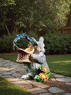 Садовая фигура из полистоуна «Зайка с лукошком», 33.5×28×28 см - Фото 3