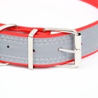 Ошейник широкий с косточками, светоотражающий, 66 х 3,5 см, ОШ 48-58 см, красный - Фото 3