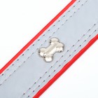 Ошейник широкий с косточками, светоотражающий, 66 х 3,5 см, ОШ 48-58 см, красный - Фото 6