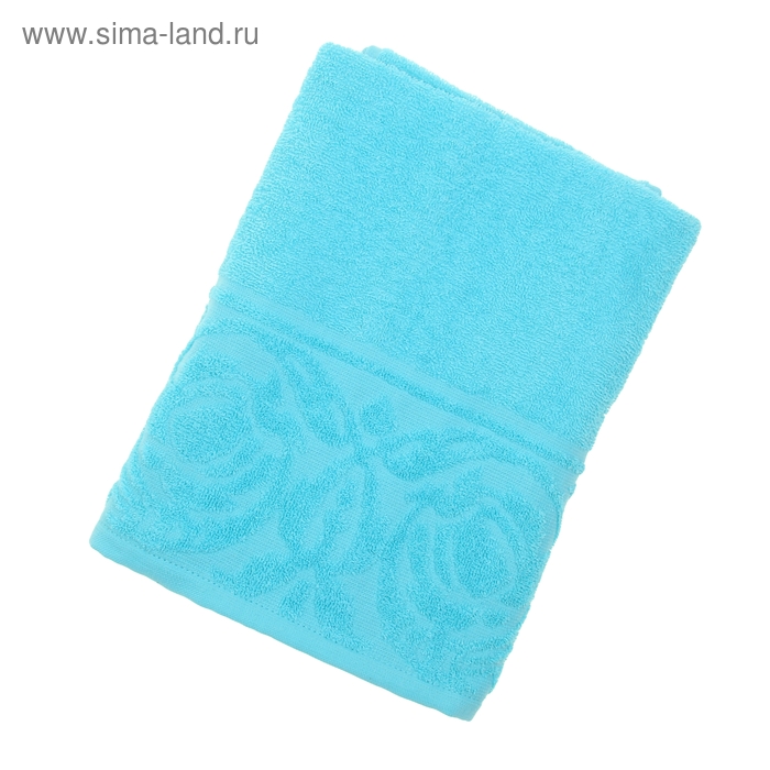 Полотенце махровое банное "Цветок", размер 70х130 см, 300 г/м2, цвет голубой - Фото 1