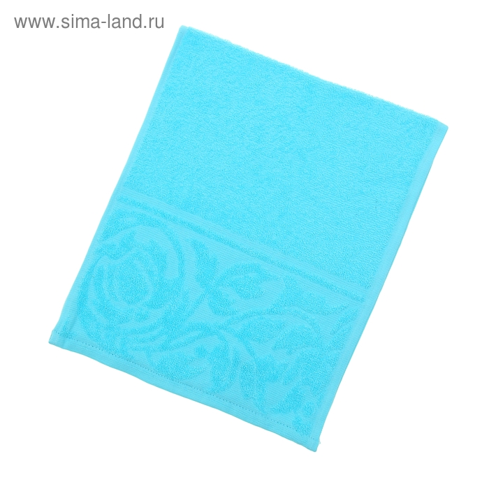 Полотенце махровое «Цветок», размер 30х70 см, цвет голубой, 300 г/м² - Фото 1