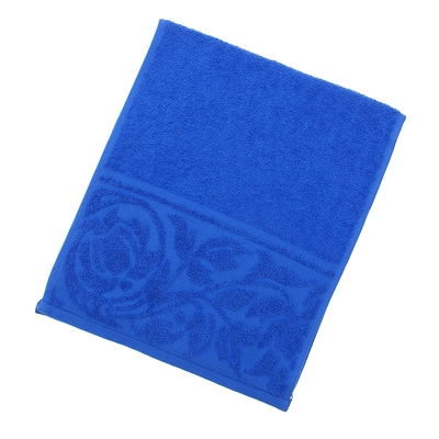Полотенце махровое "Цветок", размер 30х70 см, 300 гр/м2, цвет синий