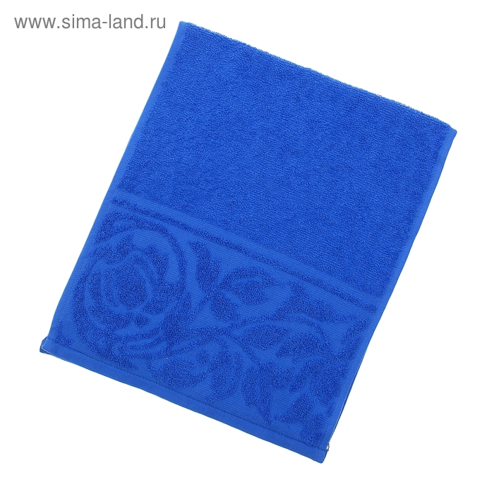Полотенце махровое "Цветок", размер 30х70 см, 300 гр/м2, цвет синий - Фото 1