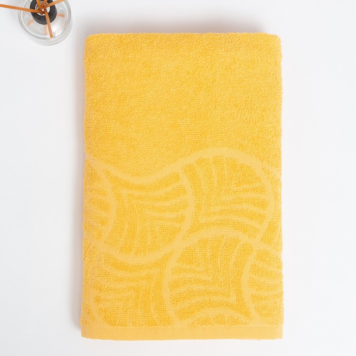 Полотенце махровое банное "Волна", размер 70х130 см, 300 г/м2, цвет жёлтый - фото 1889139778