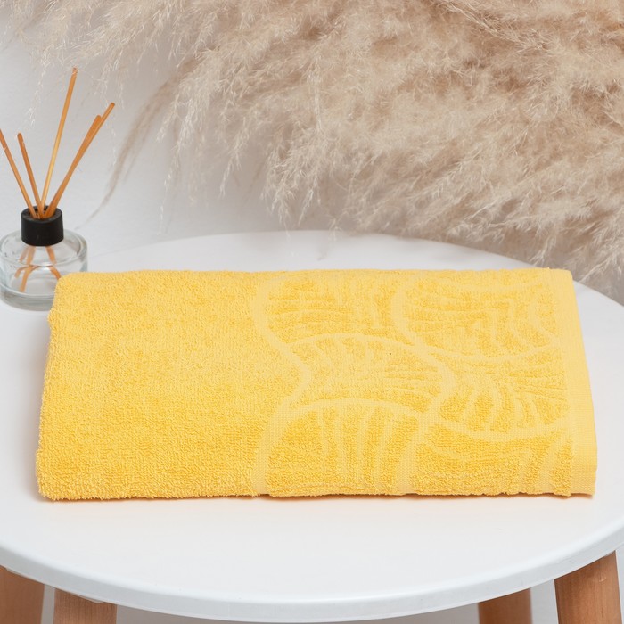 Полотенце махровое «Волна», размер 30х70 см, цвет жёлтый, 300 г/м² - Фото 1