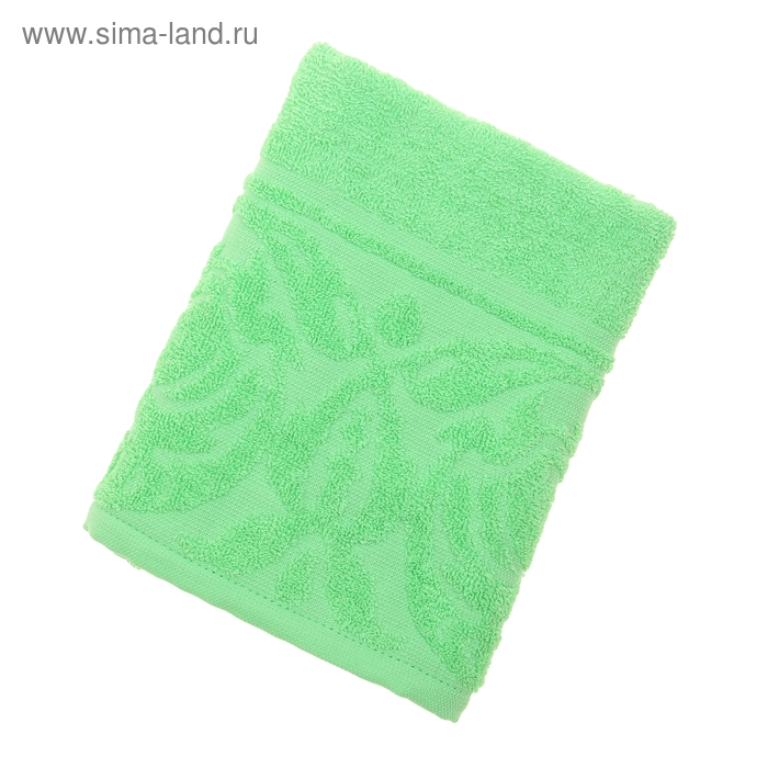 Полотенце махровое "Цветок", размер 50х90 см, 300 гр/м2, цвет светло-зелёный - Фото 1