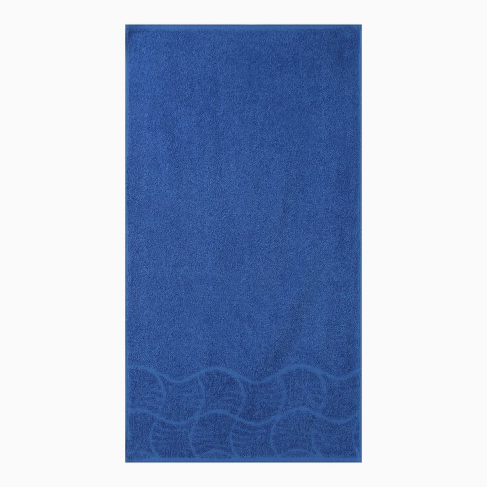 Полотенце махровое "Волна", размер 50х90 см, 300 гр/м2, цвет синий - Фото 1