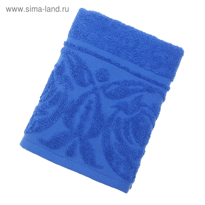 Полотенце махровое "Цветок", размер 50х90 см, 300 гр/м2, цвет синий - Фото 1