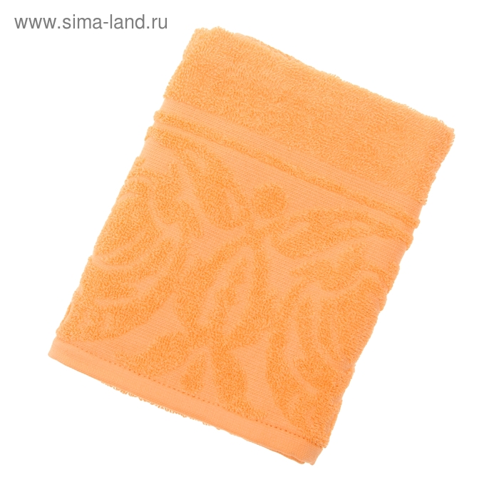 Полотенце махровое "Цветок", размер 50х90 см, 300 гр/м2, цвет оранжевый - Фото 1