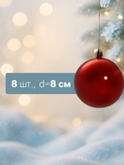 Ёлочные игрушки «Глянец», шары новогодние, d=8 см, набор 8 шт., красный - Фото 2