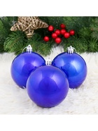 Ёлочные игрушки «Глянец», шары новогодние, набор 8 шт., d=8 см, синий - Фото 2