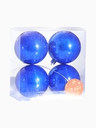 Ёлочные игрушки «Глянец», шары новогодние, набор 4 шт., d=8 см, синий - Фото 5