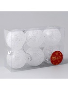 Ёлочные игрушки «Волшебство», шары новогодние, d=6 см, 6 шт., белый - Фото 3