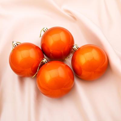 Ёлочные игрушки «Глянец», шары новогодние, набор 4 шт., d=8 см, оранжевый