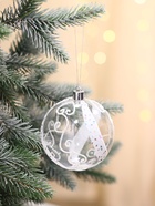 Ёлочные игрушки «Ажурные завитки», шары новогодние, набор 6 шт., d=8 см, белый - Фото 3