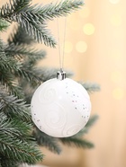 Ёлочные игрушки «Ажурные завитки», шары новогодние, набор 6 шт., d=8 см, белый - Фото 4