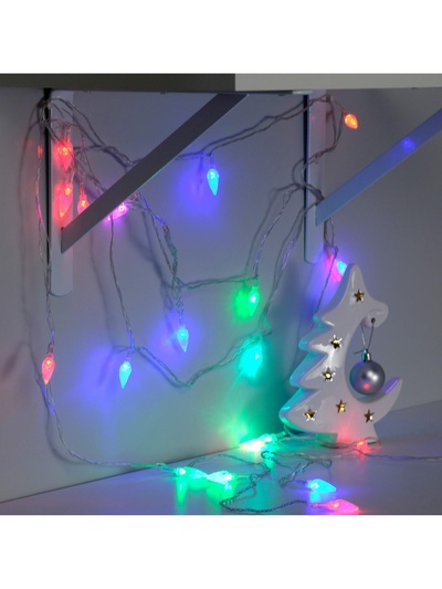 Гирлянда «Нить» 5 м с насадками «Шишки», IP20, прозрачная нить, 20 LED, свечение мульти (RG/RB), мигание, 220 В