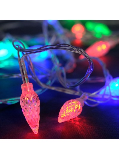 Гирлянда «Нить» 5 м с насадками «Шишки», IP20, прозрачная нить, 20 LED, свечение мульти (RG/RB), мигание, 220 В