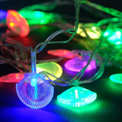 Гирлянда "Нить" 5 м с насадками "Ракушки", IP20, прозрачная нить, 20 LED, свечение мульти, мигание, 220 В