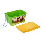 Ящик для игрушек с аппликацией "Маша и Медведь" на колёсиках, с крышкой, 50 л, цвет зелёный - Фото 2