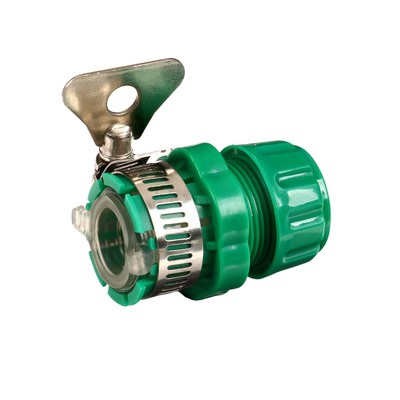 Коннектор с хомутом, крепление на кран 1/2" (12 мм), цанговое соединение 1/2" (12 мм), пластик, резина, Greengo