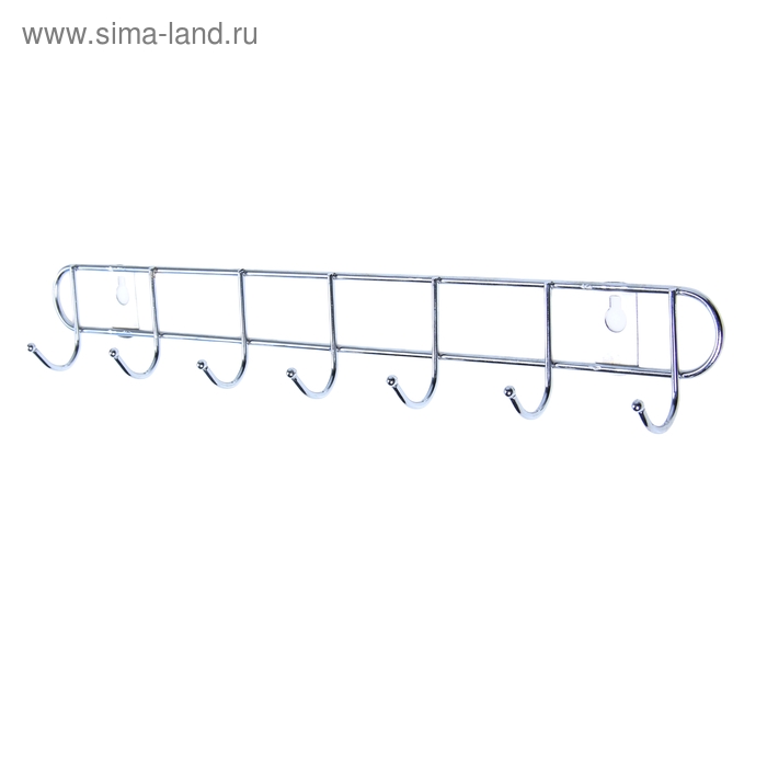 Вешалка настенная на 7 крючков Доляна «Блеск», 41×5,5 см, цвет серебряный - Фото 1