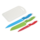 Набор кухонных принадлежностей, 4 предмета: ножи 12,5 см, 18,5 см, 19,5 см, доска в кейсе, цвет МИКС - Фото 2