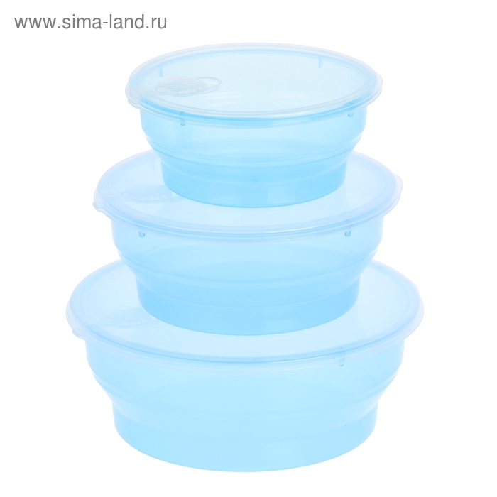 Набор контейнеров пластиковых с крышками «Универсал», 3 шт: 400 мл, 850 мл, 1450 мл, 18×7 см, цвет МИКС - Фото 1
