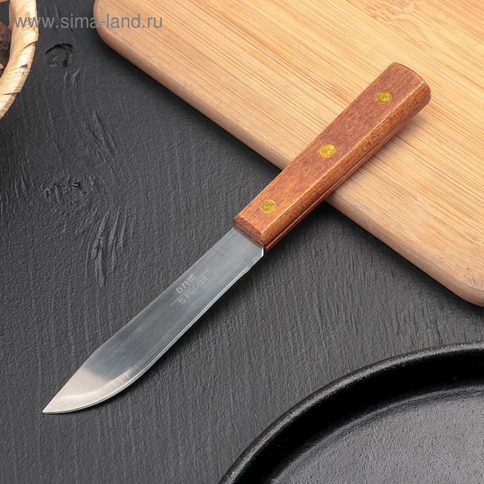Нож для мяса и стейков «Деревянная рукоять», лезвие 10 см, цвет коричневый - Фото 1