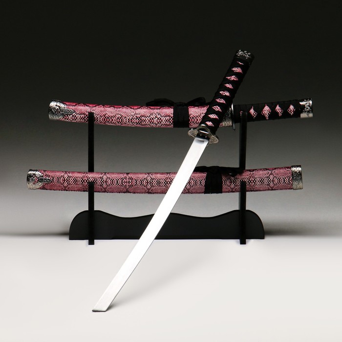 Макет оружия «Сувенирные катаны на подставке 2в1. Змея бордо», подарочный набор, ножны кожзам, 47 см; 71 см - Фото 1