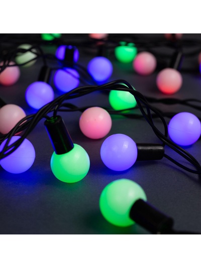 Гирлянда «Нить» 10 м с насадками «Шарики 2.5 см», IP44, тёмная нить, 100 LED, свечение мульти (RG/RB), мигание, 220 В