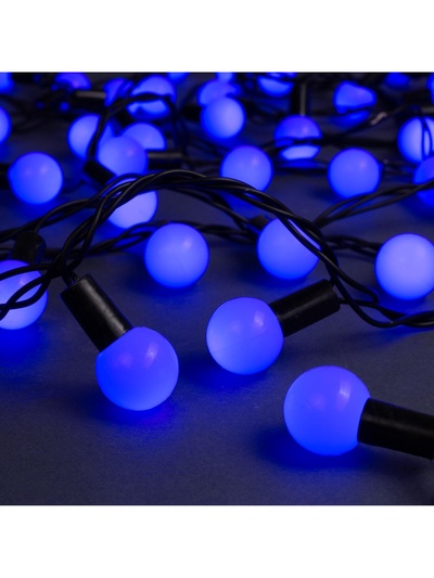 Гирлянда «Нить» 10 м с насадками «Шарики 2.5 см», IP44, тёмная нить, 100 LED, свечение синее, 8 режимов, 220 В