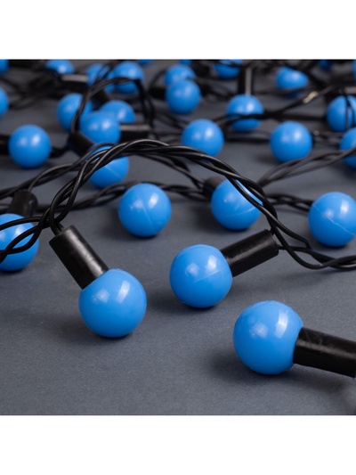 Гирлянда «Нить» 10 м с насадками «Шарики 2.5 см», IP44, тёмная нить, 100 LED, свечение синее, 8 режимов, 220 В