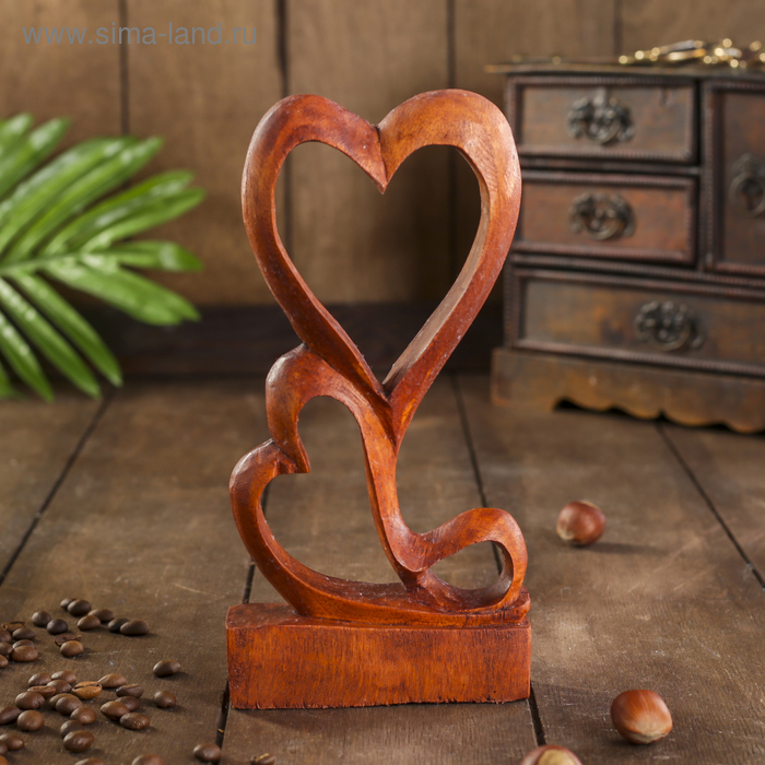 Сувенир дерево "Два сердца" 20х10х3 см - Фото 1