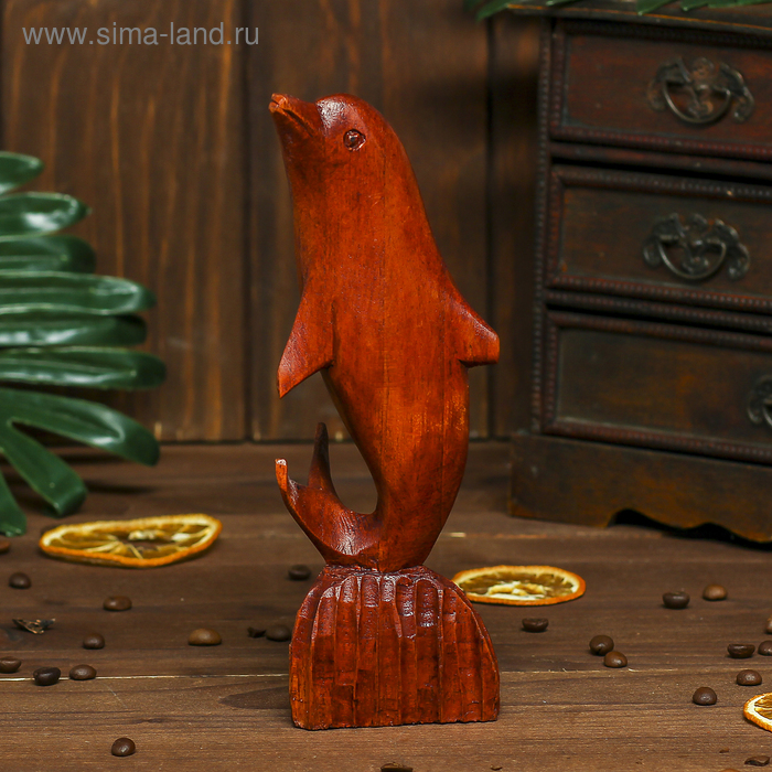 Сувенир дерево "Дельфин" коричневый цвет 20х6х5 см - Фото 1