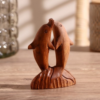Сувенир «Два дельфина», 10×7×3 см, дерево, цв. коричневый