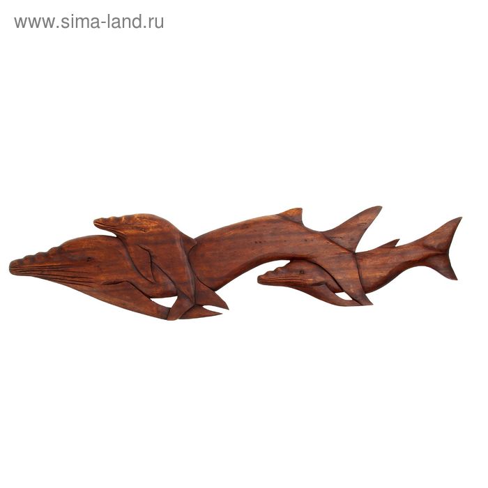 Панно декоративное "Стая китов" коричневый цвет 100х22х1 см - Фото 1
