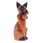 Сувенир дерево "Кот сиам с котенком" коричневый цвет 20х7х6 см - Фото 1