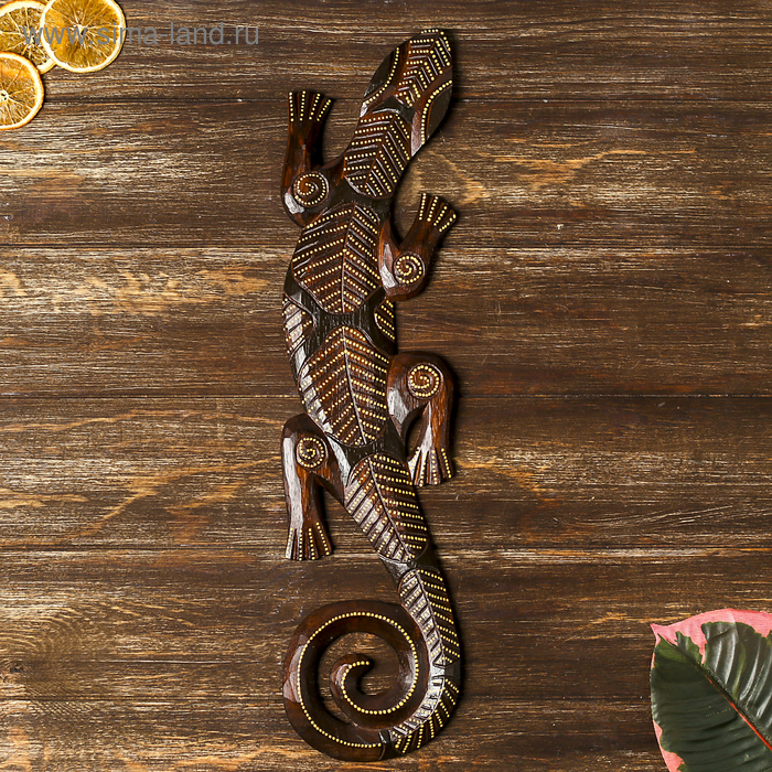 Панно «Геккон», 50×13×1 см, дерево - Фото 1