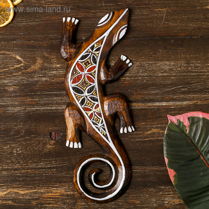 Панно «Геккон», 31×11×1 см, дерево - Фото 1