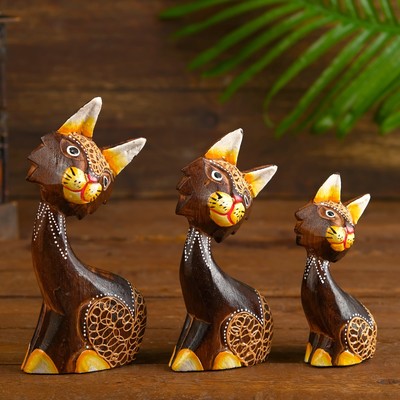 Сувенир «Кошки», набор 3 шт., 17×7×8 см, дерево