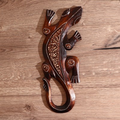 Панно «Геккон», 31×11×1 см, дерево