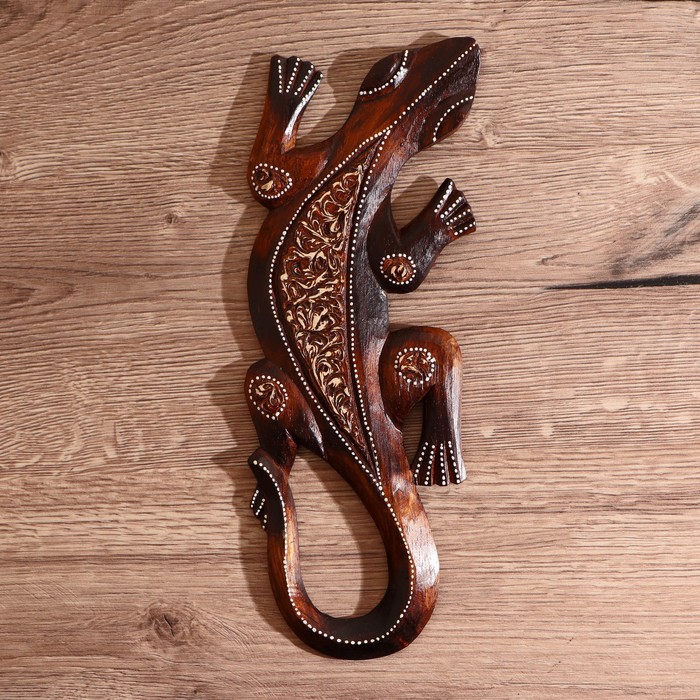 Панно «Геккон», 31×11×1 см, дерево - Фото 1