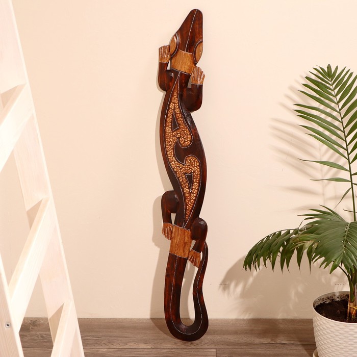 Панно «Геккон», 100×14×1 см, дерево - Фото 1